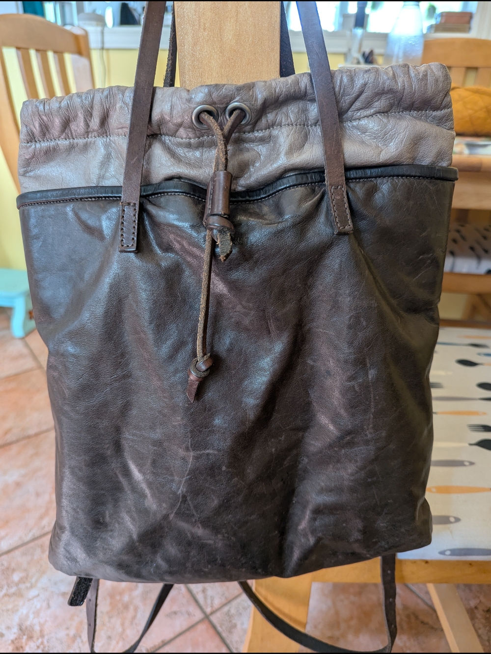 M0851 real leather bucket bag